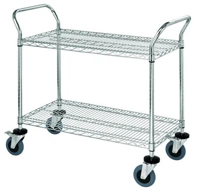 Quantum WRC-2448-2CO Conductive Utility Cart, 48"W x 24"D x 37-1/2"H, 1200 lb capacity, Chrome
