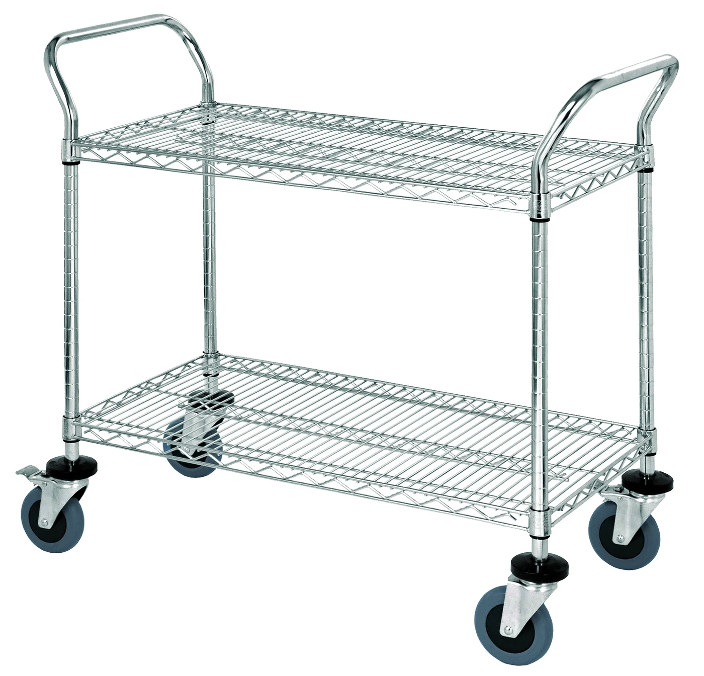 Quantum WRC-2448-2CO Conductive Utility Cart, 48"W x 24"D x 37-1/2"H, 1200 lb capacity, Chrome