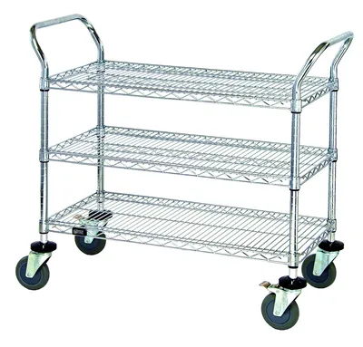 Quantum WRC-1830-3 Utility Cart, 30"W x 18"D x 37-1/2"H, 1200 lb capacity, Chrome
