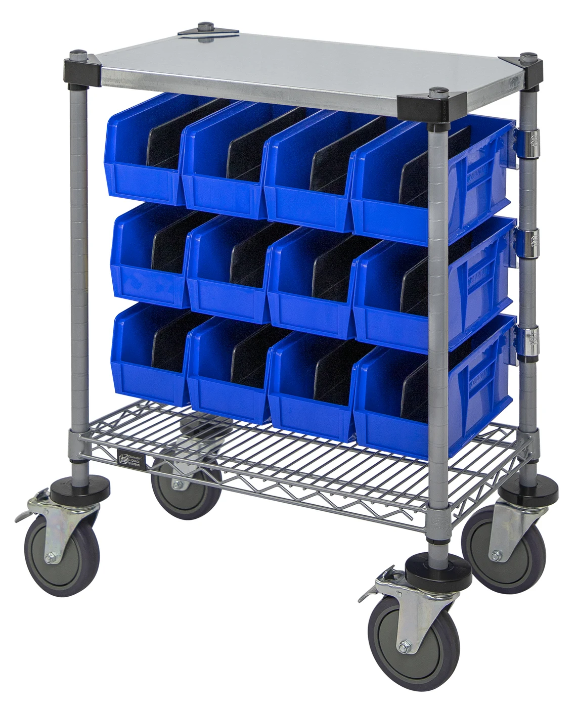 Quantum WRC-CC1430GYBL Wire Condiment Cart, 14"W x 30"D x 33"H, Gray