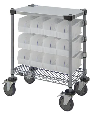 Quantum WRC-CC1430GYCL Wire Condiment Cart, 14"W x 30"D x 33"H, Gray