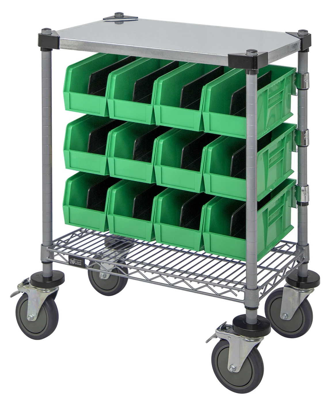 Quantum WRC-CC1430GYGN Wire Condiment Cart, 14"W x 30"D x 33"H, Gray