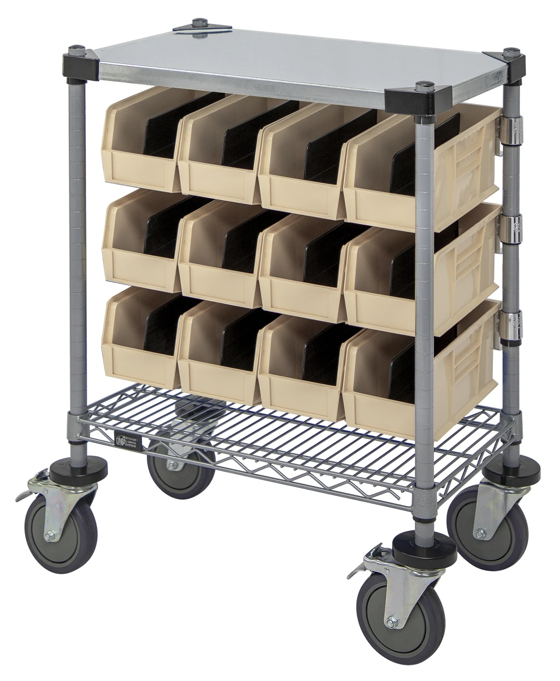 Quantum WRC-CC1430GYIV Wire Condiment Cart, 14"W x 30"D x 33"H, Gray