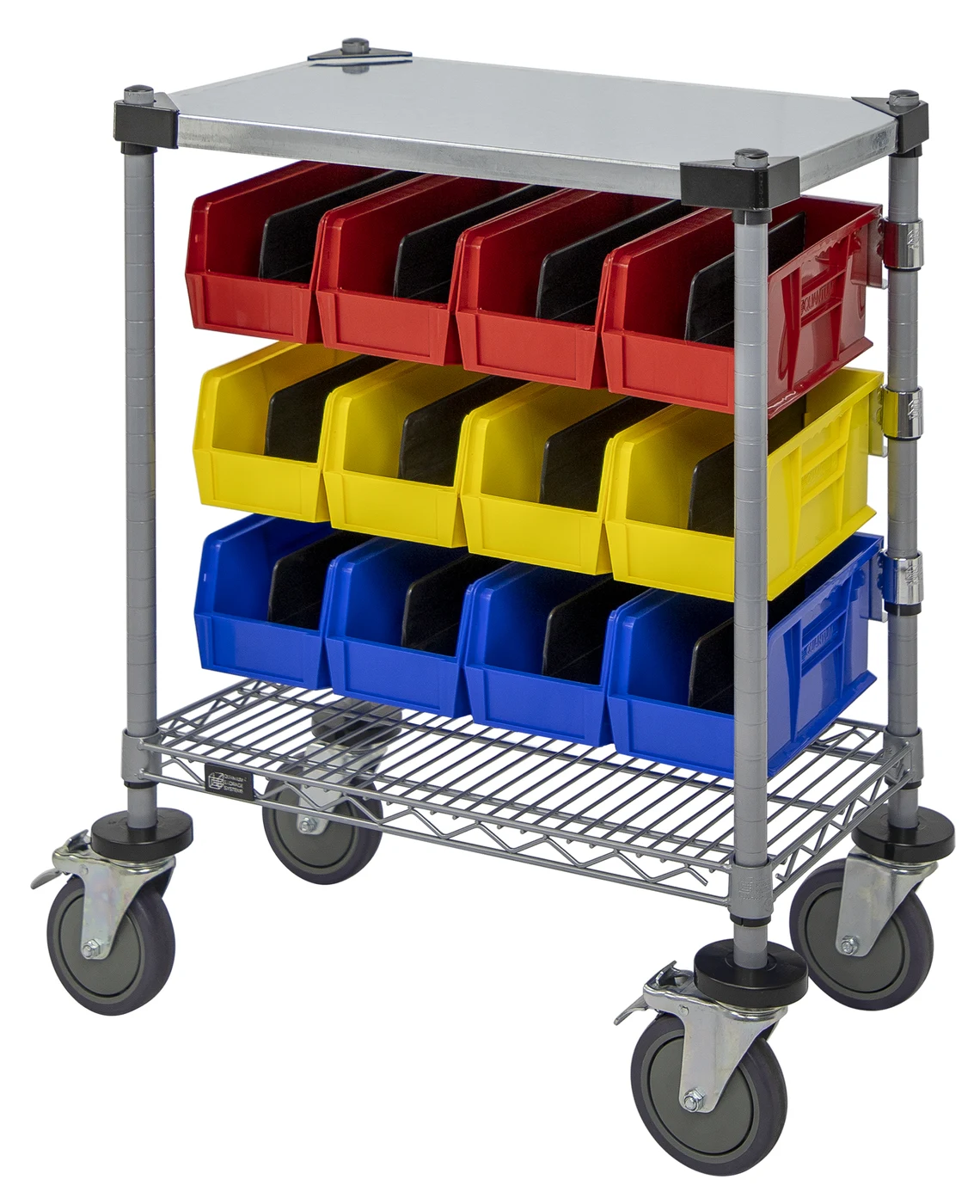 Quantum WRC-CC1430GYBK Wire Condiment Cart, 14"W x 30"D x 33"H, Gray