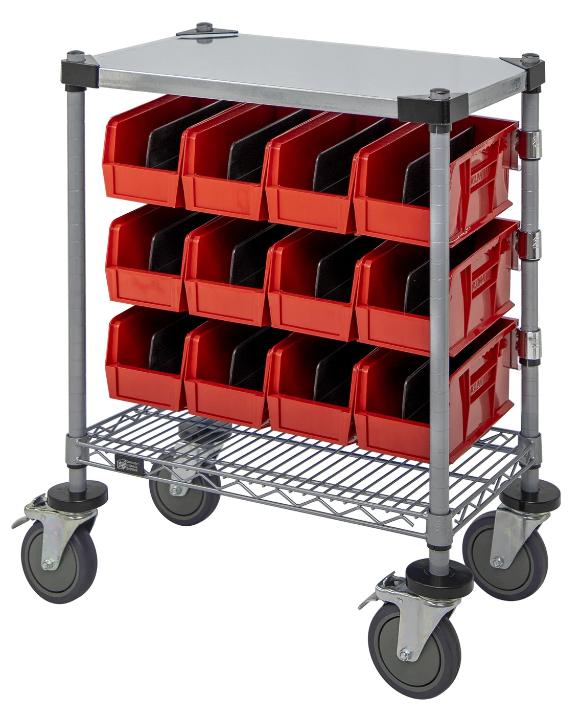 Quantum WRC-CC1430GYRD Wire Condiment Cart, 14"W x 30"D x 33"H, Gray