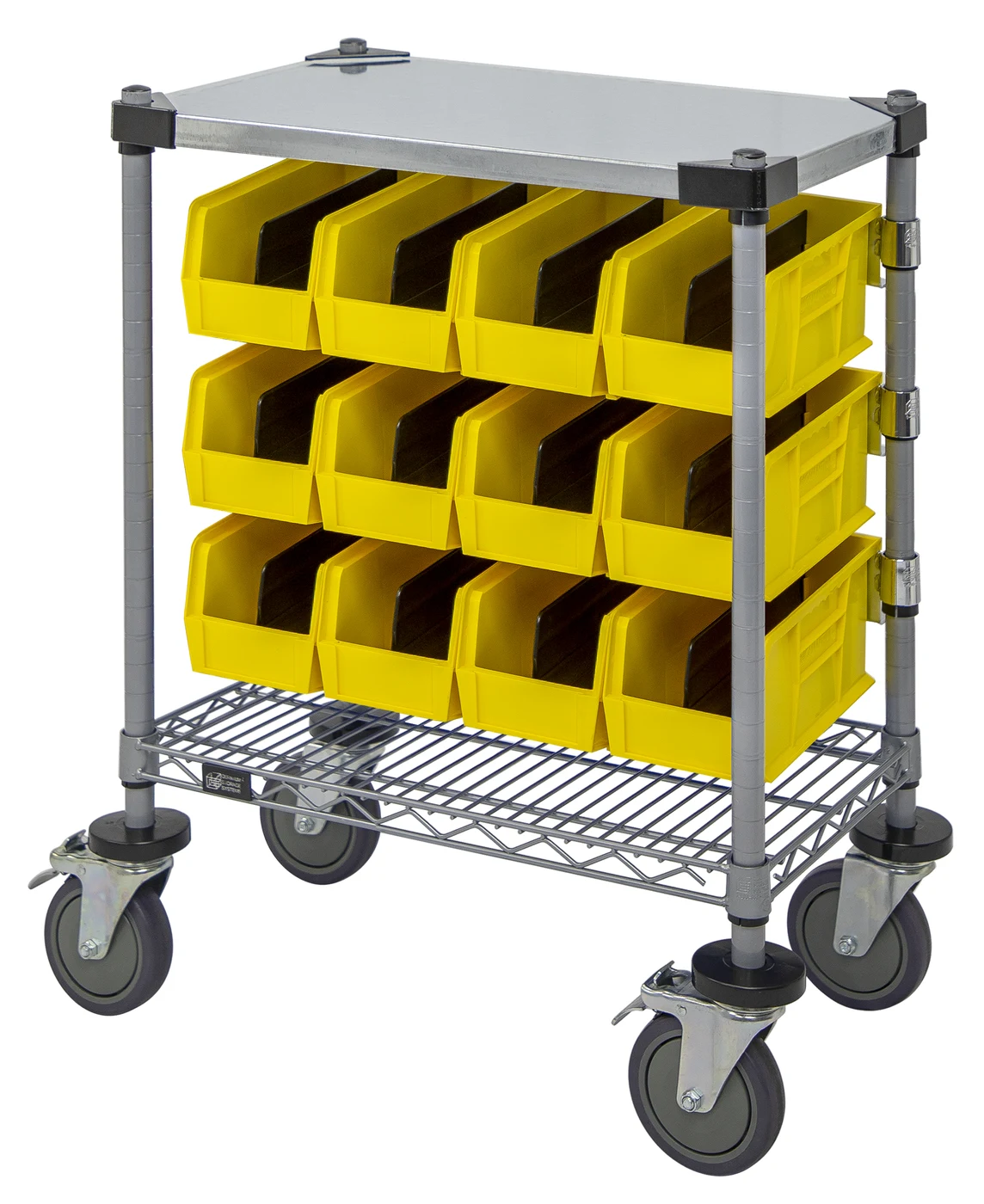 Quantum WRC-CC1430GYYL Wire Condiment Cart, 14"W x 30"D x 33"H, Gray