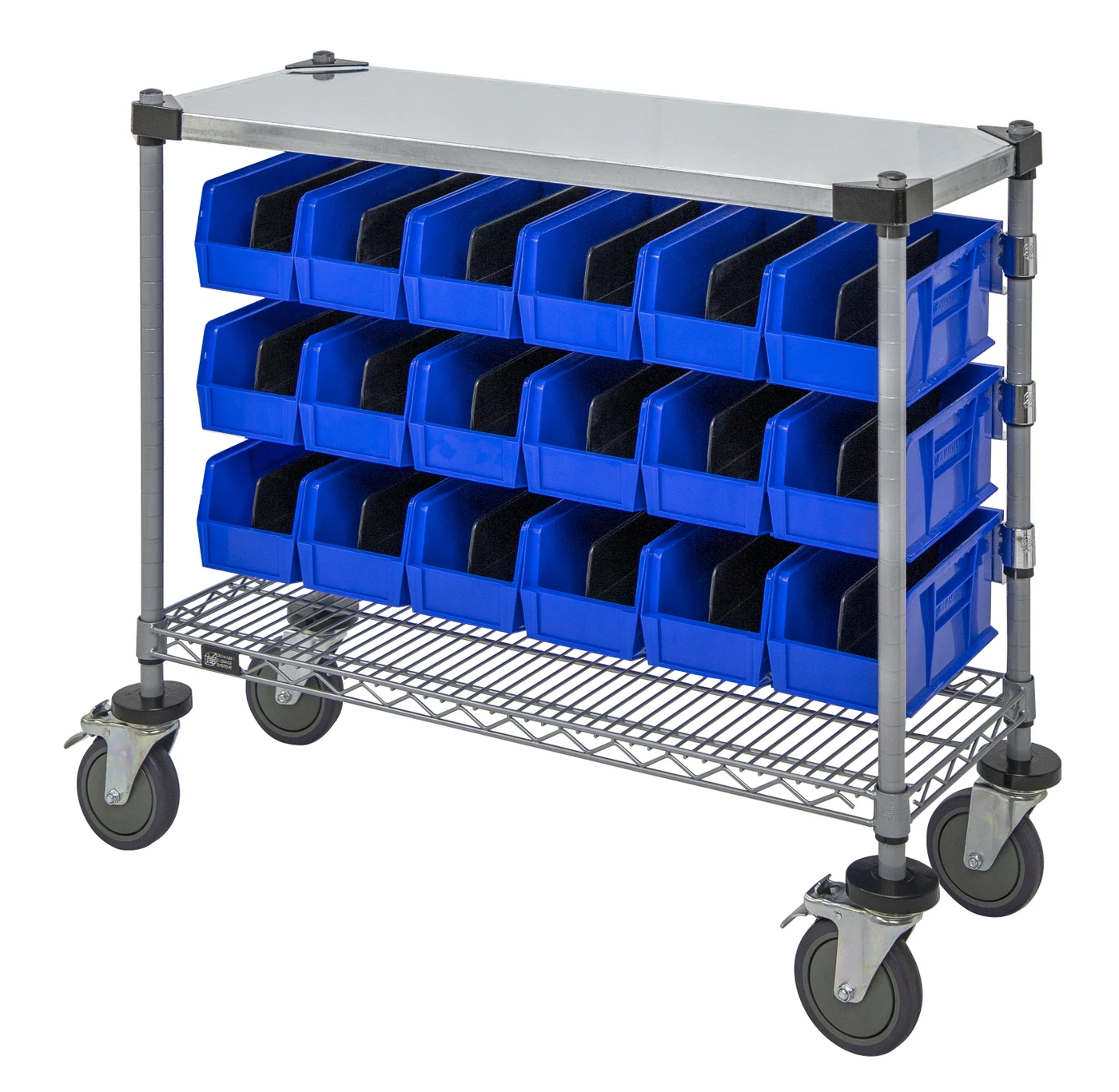 Quantum WRC-CC1436GYBL Wire Condiment Cart, 14"W x 36"D x 33"H, Gray