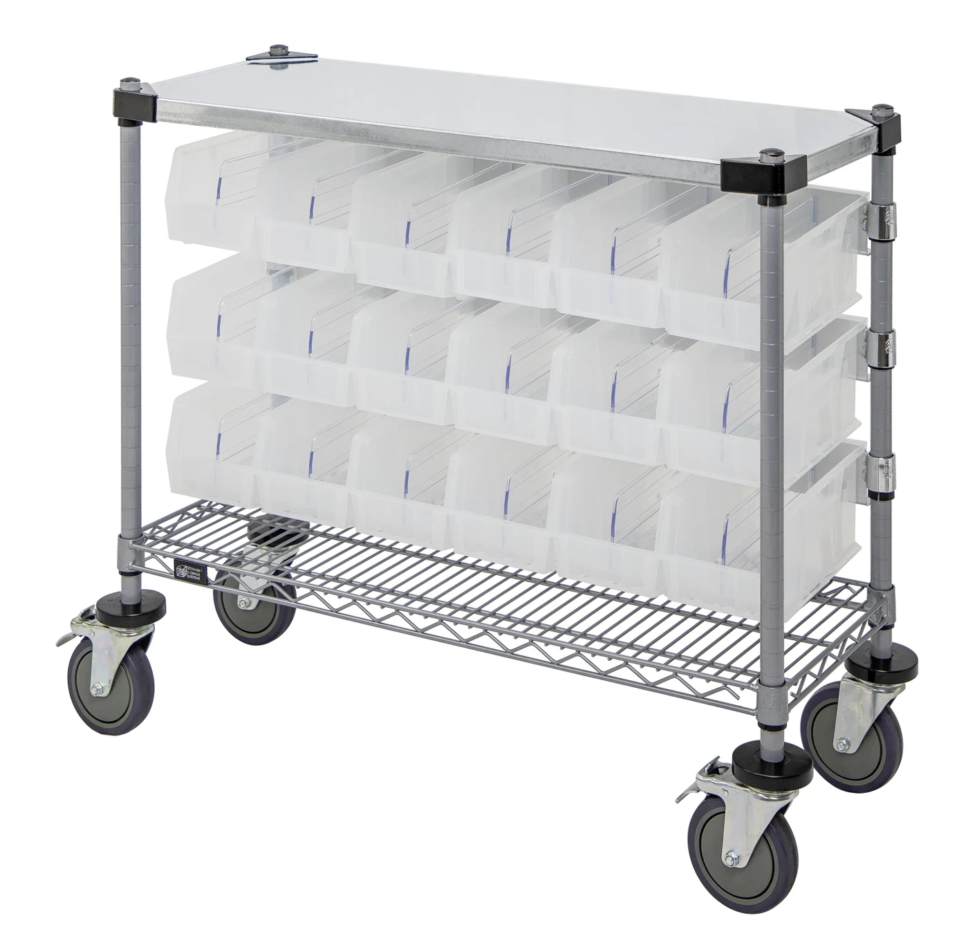 Quantum WRC-CC1436GYCL Wire Condiment Cart, 14"W x 36"D x 33"H, Gray