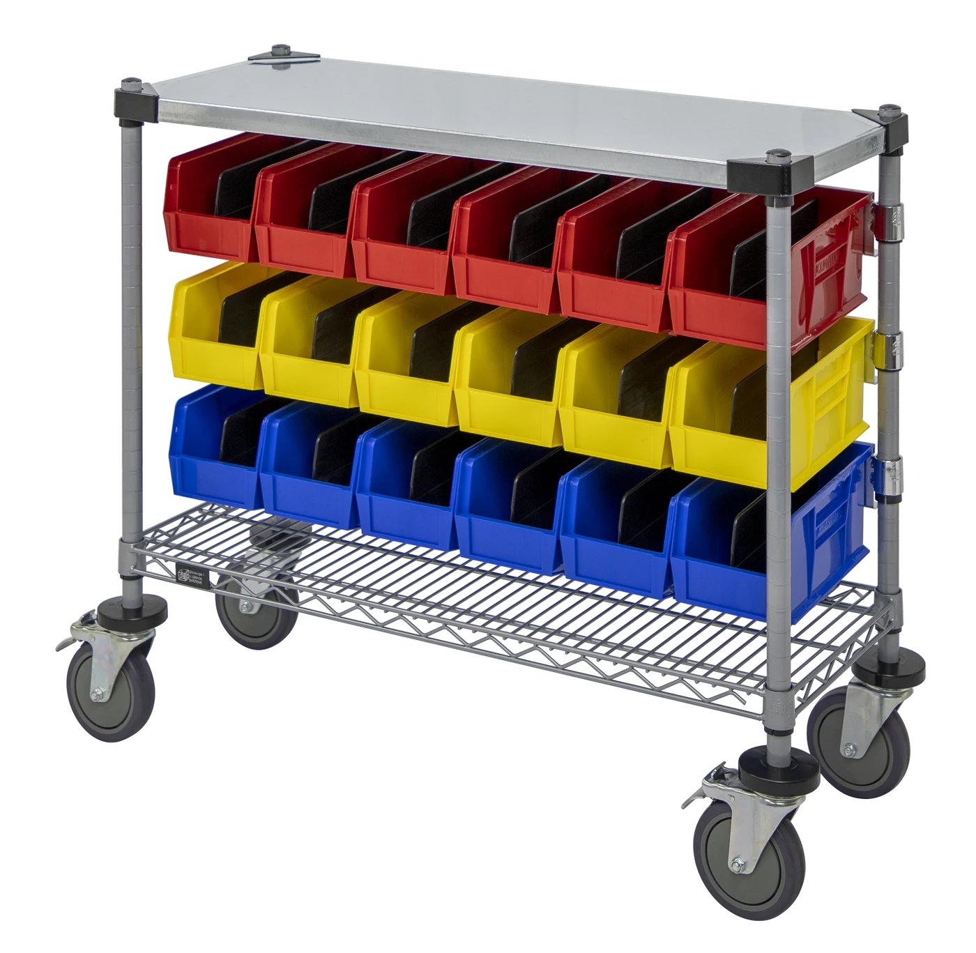 Quantum WRC-CC1436GYBK Wire Condiment Cart, 14"W x 36"D x 33"H, Gray