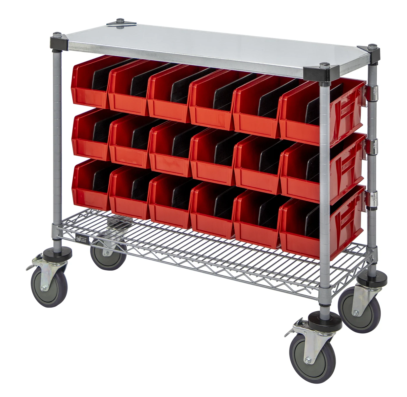 Quantum WRC-CC1436GYRD Wire Condiment Cart, 14"W x 36"D x 33"H, Gray