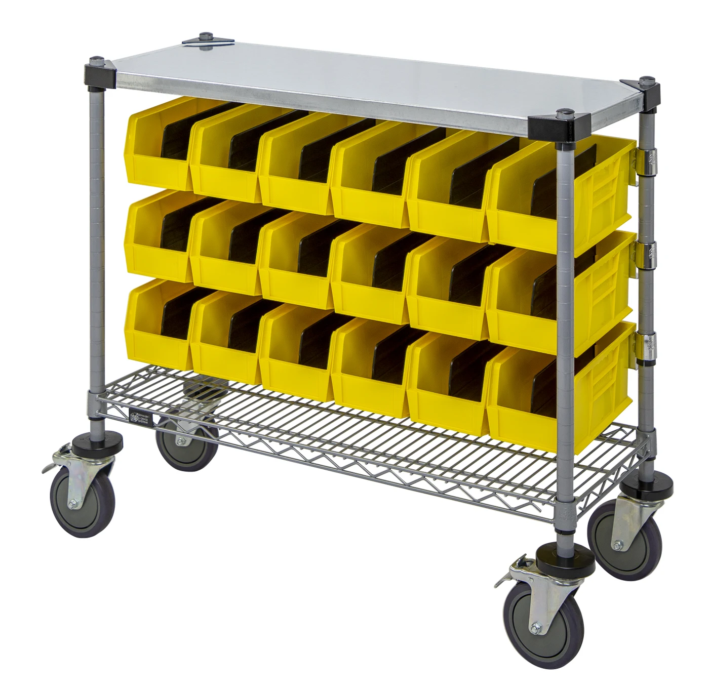 Quantum WRC-CC1436GYYL Wire Condiment Cart, 14"W x 36"D x 33"H, Gray