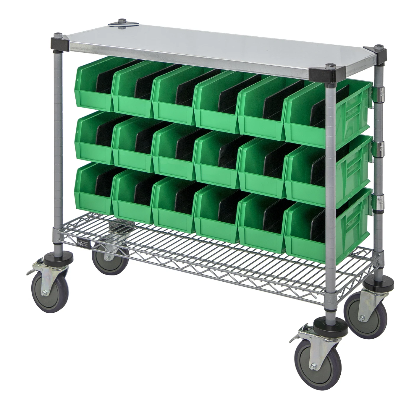 Quantum WRC-CC1836GYGN Wire Condiment Cart, 18"W x 36"D x 33"H, Gray