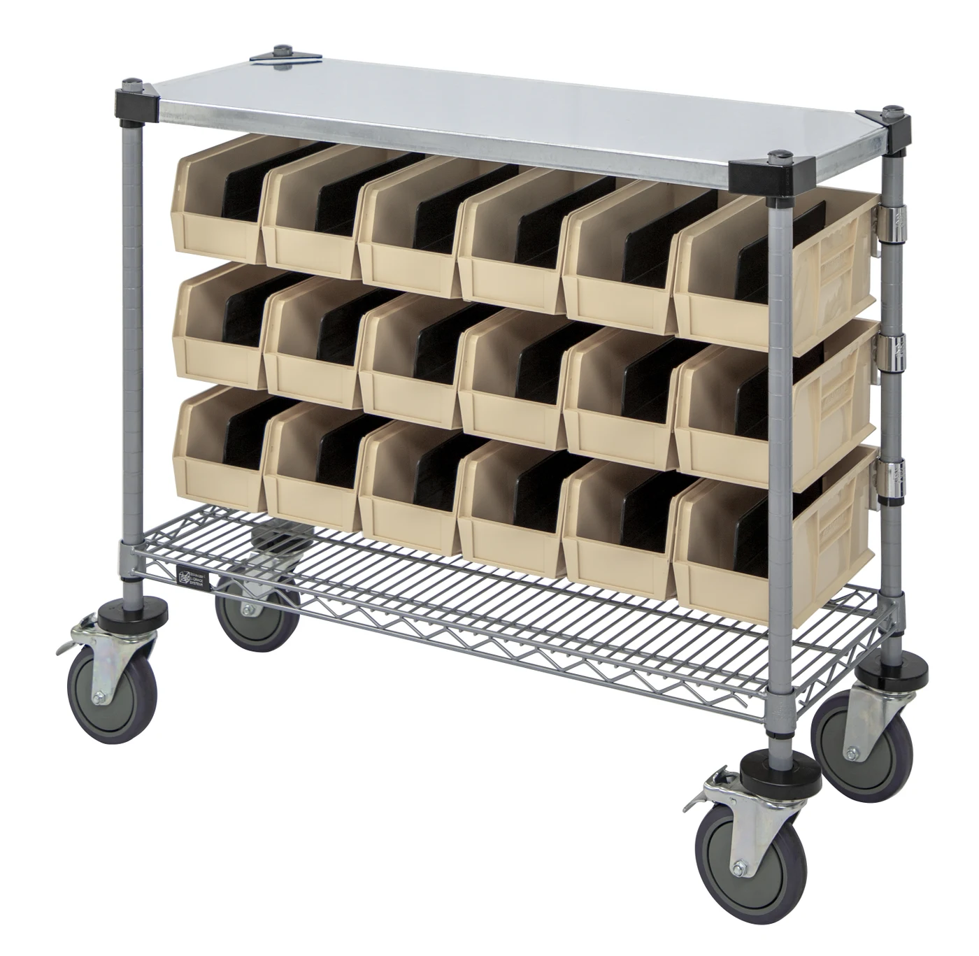 Quantum WRC-CC1836GYIV Wire Condiment Cart, 18"W x 36"D x 33"H, Gray