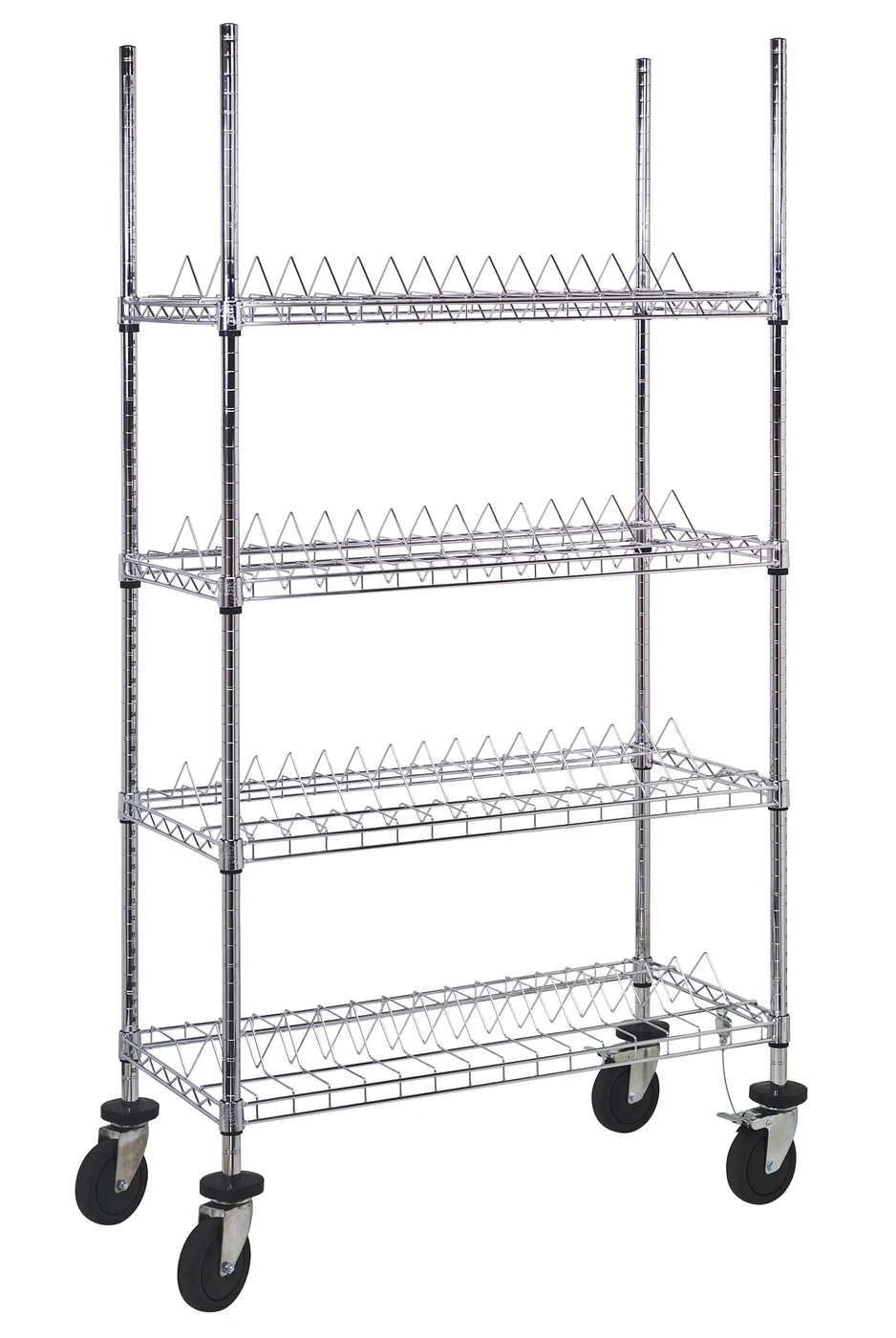 Quantum WRC-R60C Reel Shelving Cart, 36"W x 18"D x 69"H, 400 lb capacity, Chrome