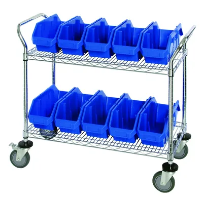 Quantum WRC2-1836-1265BL Utility Cart, 36"W x 18"D x 37-1/2"H, Chrome