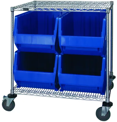 Quantum WRC2-36-3036-976BL Bin Transport Cart, 36"W x 30"D x 42"H, Chrome