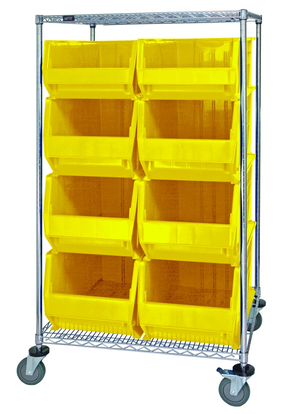 Quantum WRC2-633036-974976YL Bin Transport Cart, 36"W x 30"D x 42"H, 1200 lb capacity, Chrome