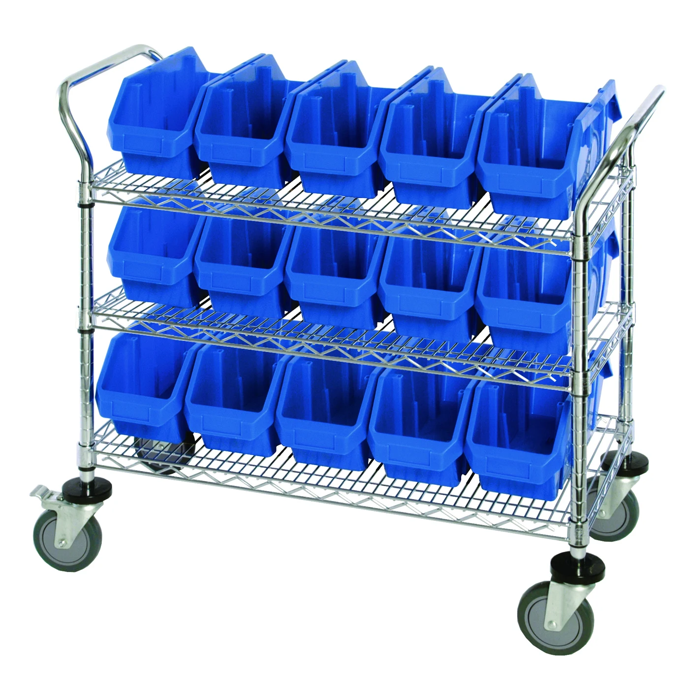 Quantum WRC3-1836-1867BL Utility Cart, 36"W x 18"D x 37-1/2"H, Chrome