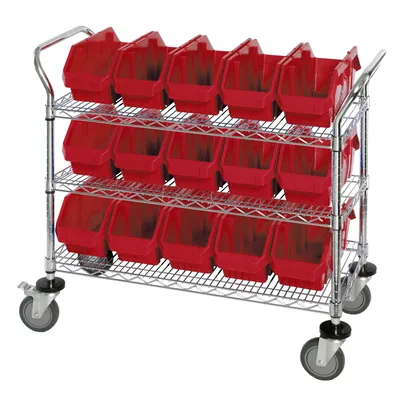 Quantum WRC3-1836-1265RD Utility Cart, 36"W x 18"D x 37-1/2"H, Chrome