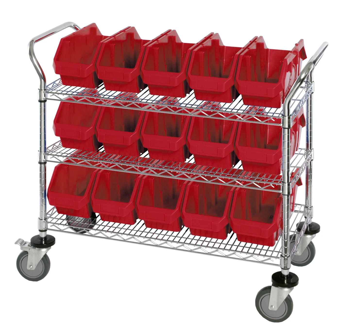 Quantum WRC3-1836-1265RD Utility Cart, 36"W x 18"D x 37-1/2"H, Chrome