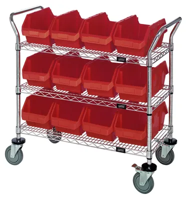 Quantum WRC3-1836-1285RD Utility Cart, 36"W x 18"D x 37-1/2"H, Chrome