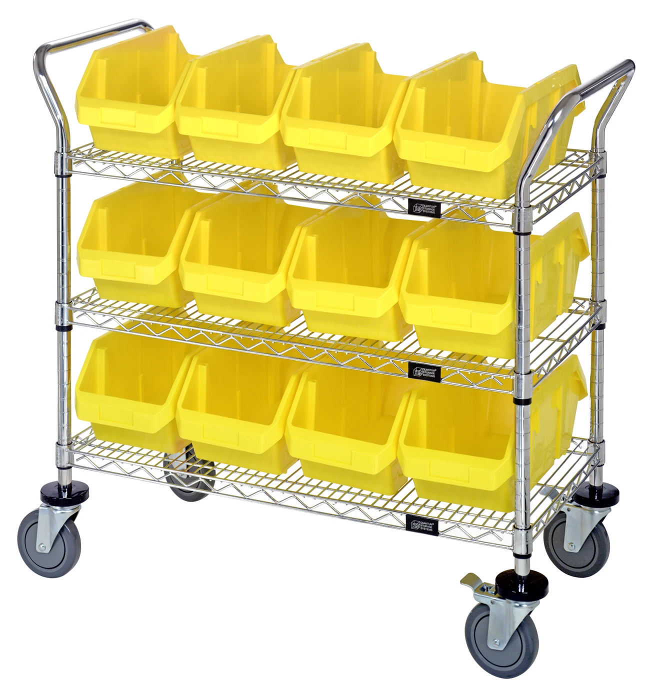 Quantum WRC3-1836-1285YL Utility Cart, 36"W x 18"D x 37-1/2"H, Chrome