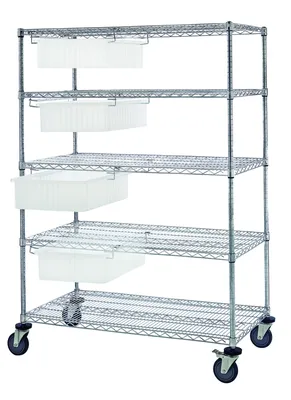 Quantum WRC5-63-2436-92060CL Bin Cart System, 36"W x 24"D x 69"H, 1200 lb capacity, Chrome