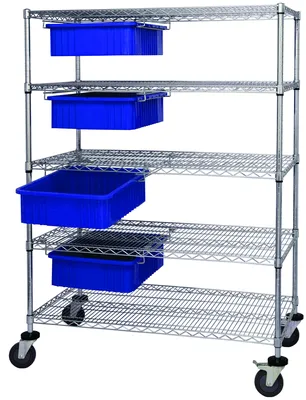 Quantum WRC5-63-2436-92060BL Bin Cart System, 36"W x 24"D x 69"H, 1200 lb capacity, Chrome