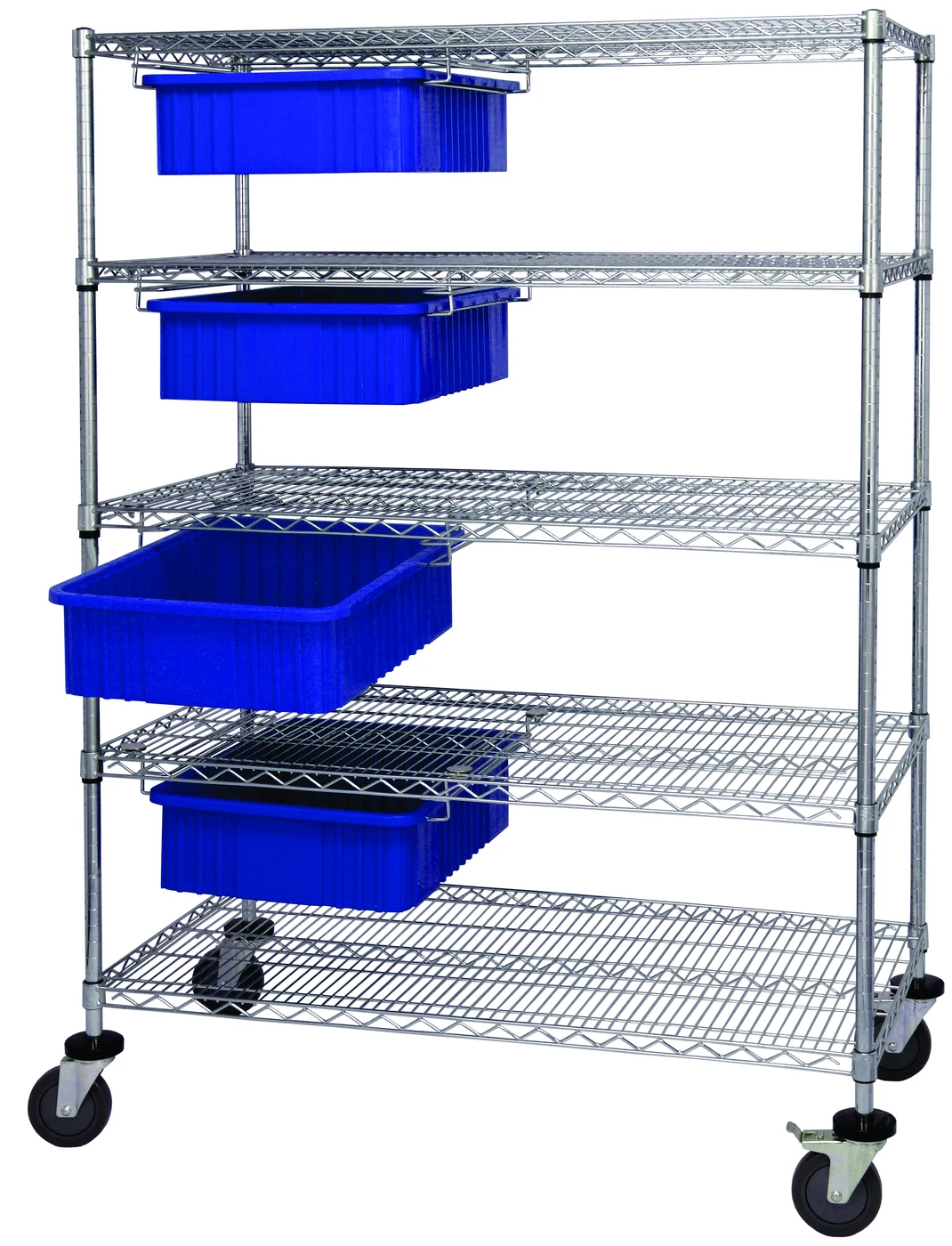 Quantum WRC5-63-2436-92060BL Bin Cart System, 36"W x 24"D x 69"H, 1200 lb capacity, Chrome