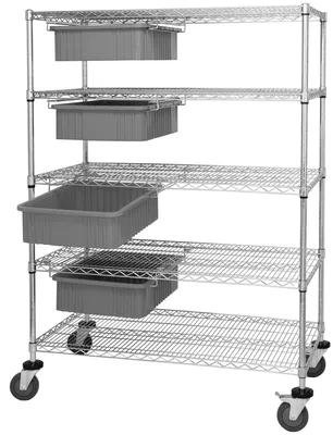 Quantum WRC5-63-2436-92060GY Bin Cart System, 36"W x 24"D x 69"H, 1200 lb capacity, Chrome