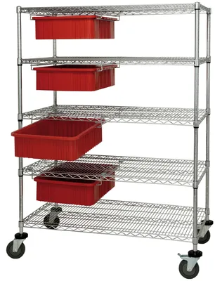 Quantum WRC5-63-2436-92060RD Bin Cart System, 36"W x 24"D x 69"H, 1200 lb capacity, Chrome