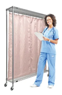 Quantum WRC74-1260GY-2PC Mobile Privacy Partition, 60"W x 12"D x 78"H, Gray — in use