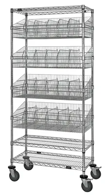 Quantum WRBC-2436-2CBSKBNV Basket Utility Cart, 36"W x 24"D x 42"H, Chrome