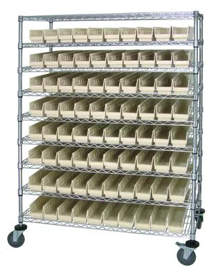 Quantum WRC9-63-2448-105CL Catheter Bin Wire Cart, 48"W x 24"D x 69"H, 1200 lb capacity, Chrome