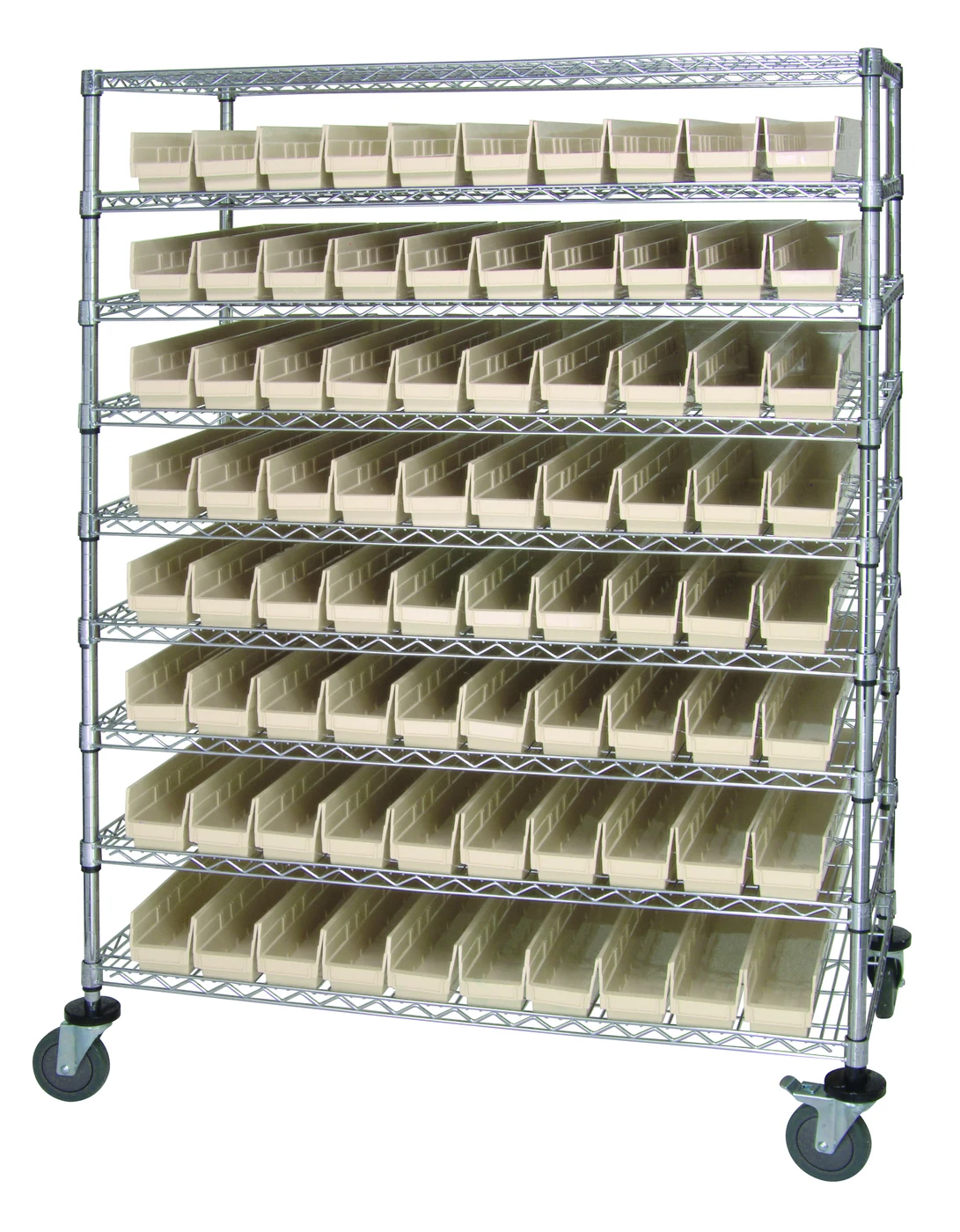 Quantum WRC9-63-2448-105CL Catheter Bin Wire Cart, 48"W x 24"D x 69"H, 1200 lb capacity, Chrome
