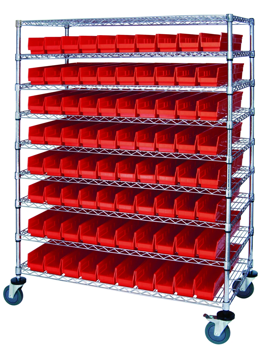 Quantum WRC9-63-2448-105RD Catheter Bin Wire Cart, 48"W x 24"D x 69"H, 1200 lb capacity, Chrome