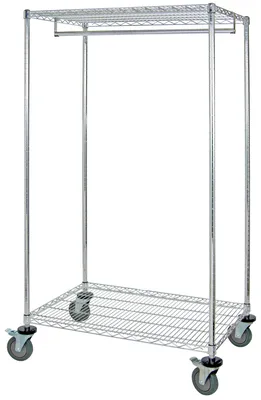Quantum WRCGR-63-2436 Mobile Wire Garment Rack, 36"W x 24"D x 69"H, 75 lb capacity, Chrome