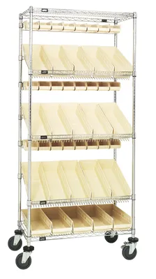 Quantum WRCL5-74836-104220IV Slanted Shelf Cart, 36"W x 18"D x 80"H, 1200 lb capacity, Chrome