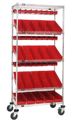 Quantum WRCL5-74836-104220RD Slanted Shelf Cart, 36"W x 18"D x 80"H, 1200 lb capacity, Chrome
