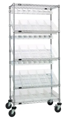 Quantum WRCL5-74836-104220CL Slanted Shelf Cart, 36"W x 18"D x 80"H, 1200 lb capacity, Chrome