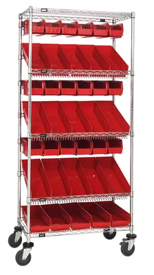 Quantum WRCL5-74836-104230RD Slanted Shelf Cart, 36"W x 18"D x 80"H, 1200 lb capacity, Chrome
