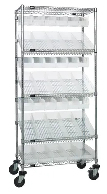 Quantum WRCL5-74836-104230CL Slanted Shelf Cart, 36"W x 18"D x 80"H, 1200 lb capacity, Chrome