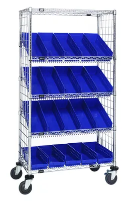 Quantum WRCL5-631836EP-104BL Slanted Shelf Enclosure Cart, 36"W x 18"D x 69"H, 1200 lb capacity, Chrome