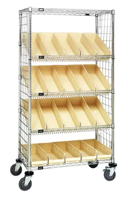 Quantum WRCL5-631836EP-104IV Slanted Shelf Enclosure Cart, 36"W x 18"D x 69"H, 1200 lb capacity, Chrome