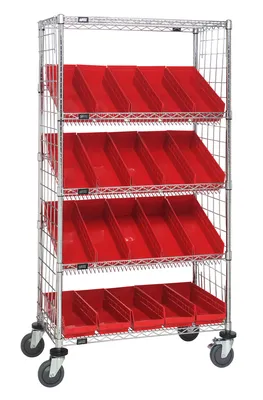 Quantum WRCL5-631836EP-104RD Slanted Shelf Enclosure Cart, 36"W x 18"D x 69"H, 1200 lb capacity, Chrome