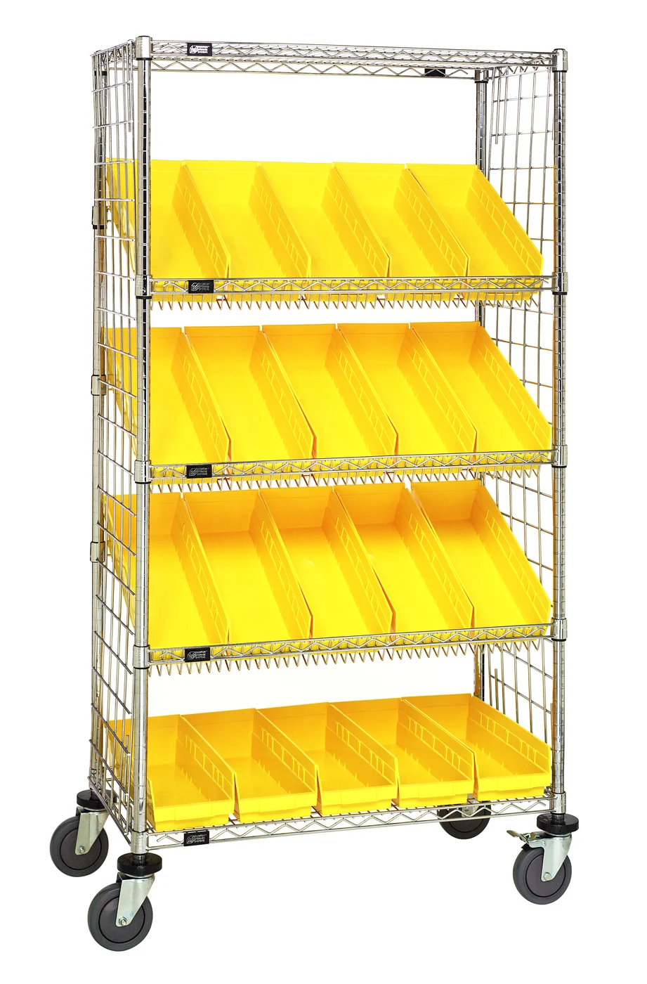 Quantum WRCL5-631836EP-104YL Slanted Shelf Enclosure Cart, 36"W x 18"D x 69"H, 1200 lb capacity, Chrome