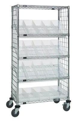 Quantum WRCL5-631836EP-104CL Slanted Shelf Enclosure Cart, 36"W x 18"D x 69"H, 1200 lb capacity, Chrome