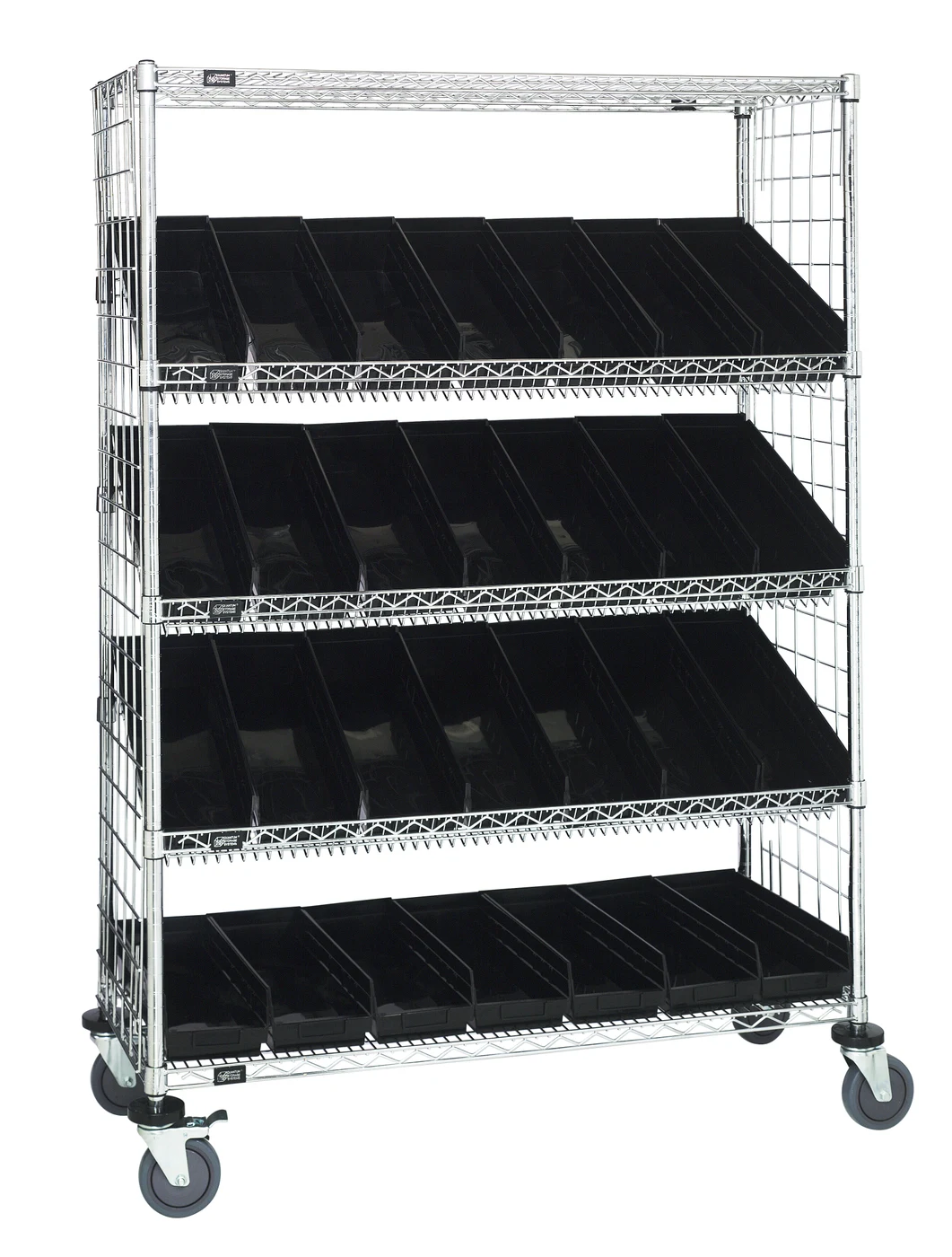 Quantum WRCL5-631848EP-104BK Slanted Shelf Enclosure Cart, 48"W x 18"D x 69"H, 1200 lb capacity, Chrome