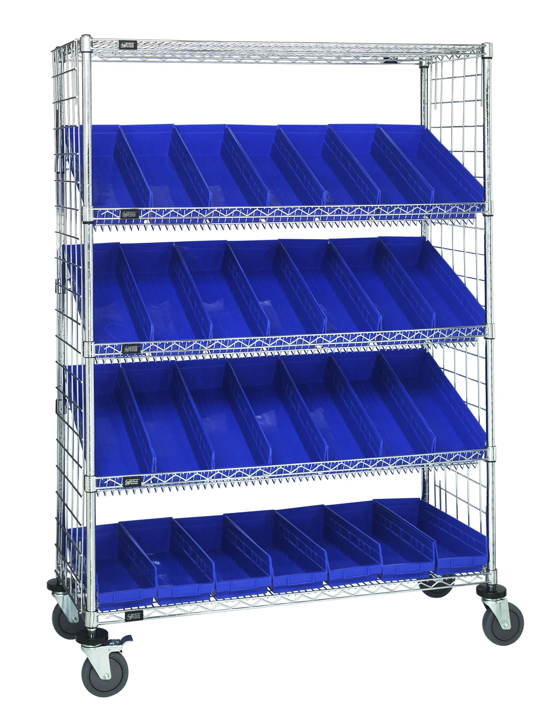 Quantum WRCL5-632448EP-106BL Slanted Shelf Enclosure Cart, 48"W x 24"D x 69"H, 1200 lb capacity, Chrome