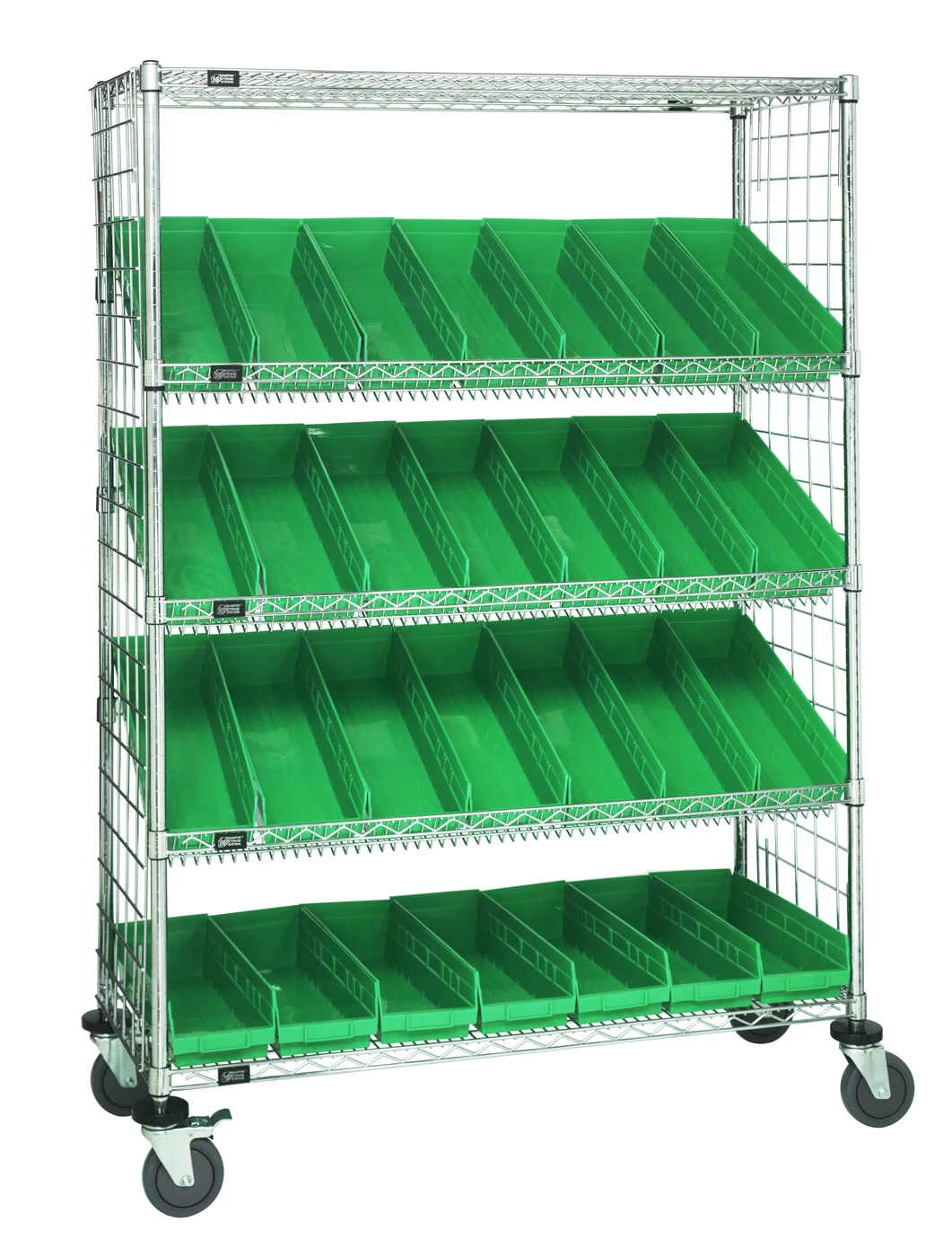 Quantum WRCL5-632448EP-106GN Slanted Shelf Enclosure Cart, 48"W x 24"D x 69"H, 1200 lb capacity, Chrome